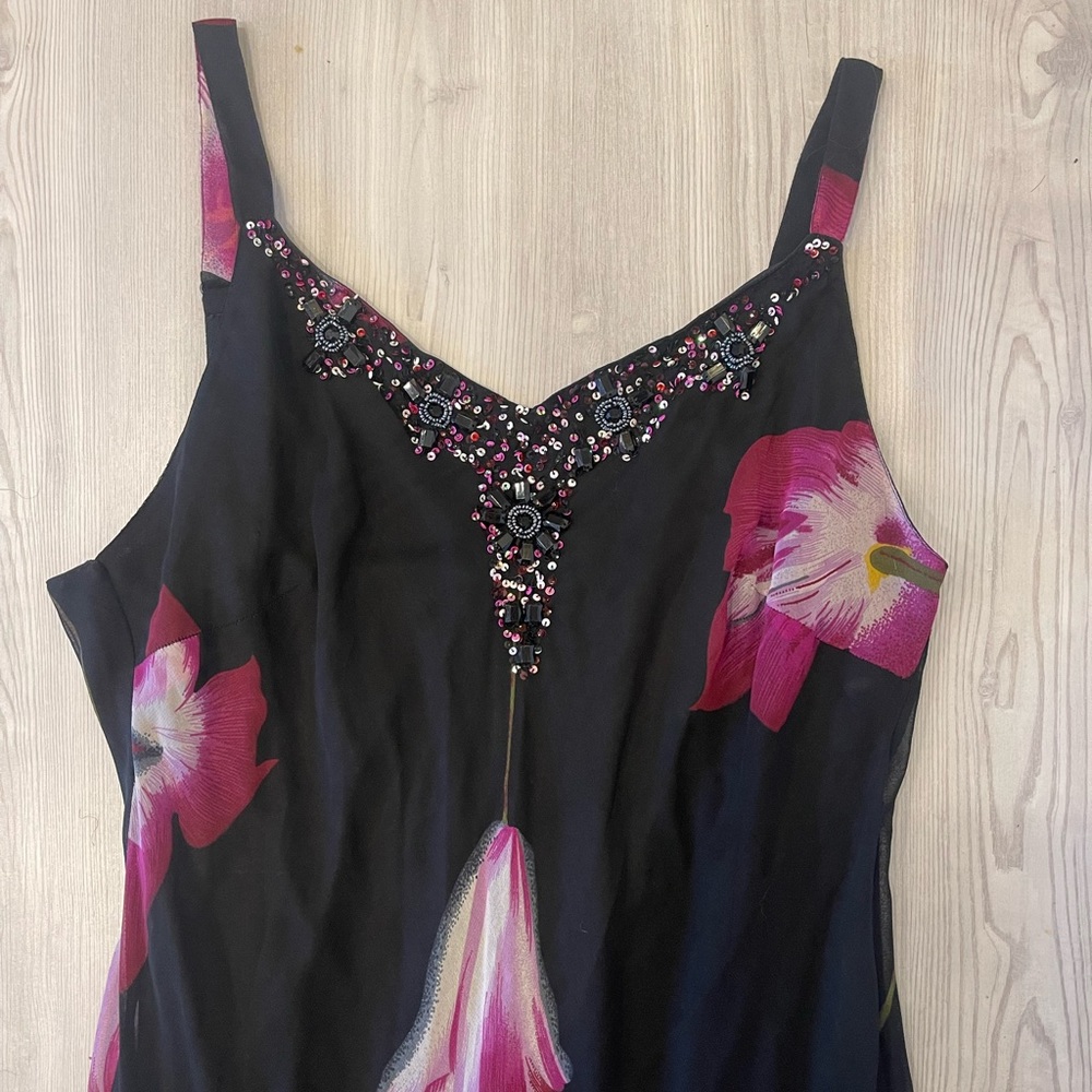 Midnight Velvet Black & Purple Floral Formal Dress SZ:2X - Picture 12 of 12